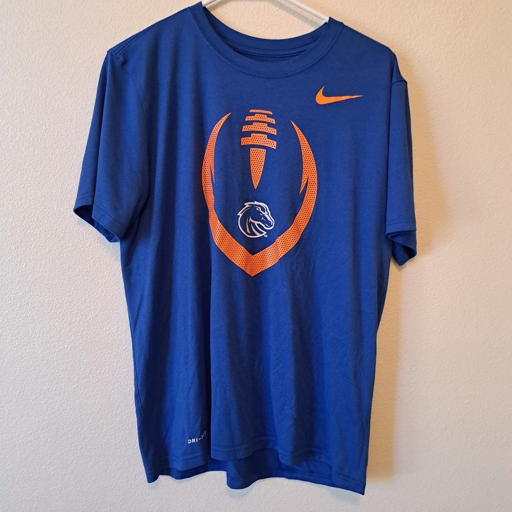 Nike Boise State Broncos Mens Large Blue Dri-FIT Football Graphic T-Shirt